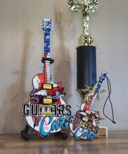 Guitars N' Cars 10" Custom Promotional Mini Guitar and 6" Custom Promo Mini Guitar Ornament by AXE HEAVEN®