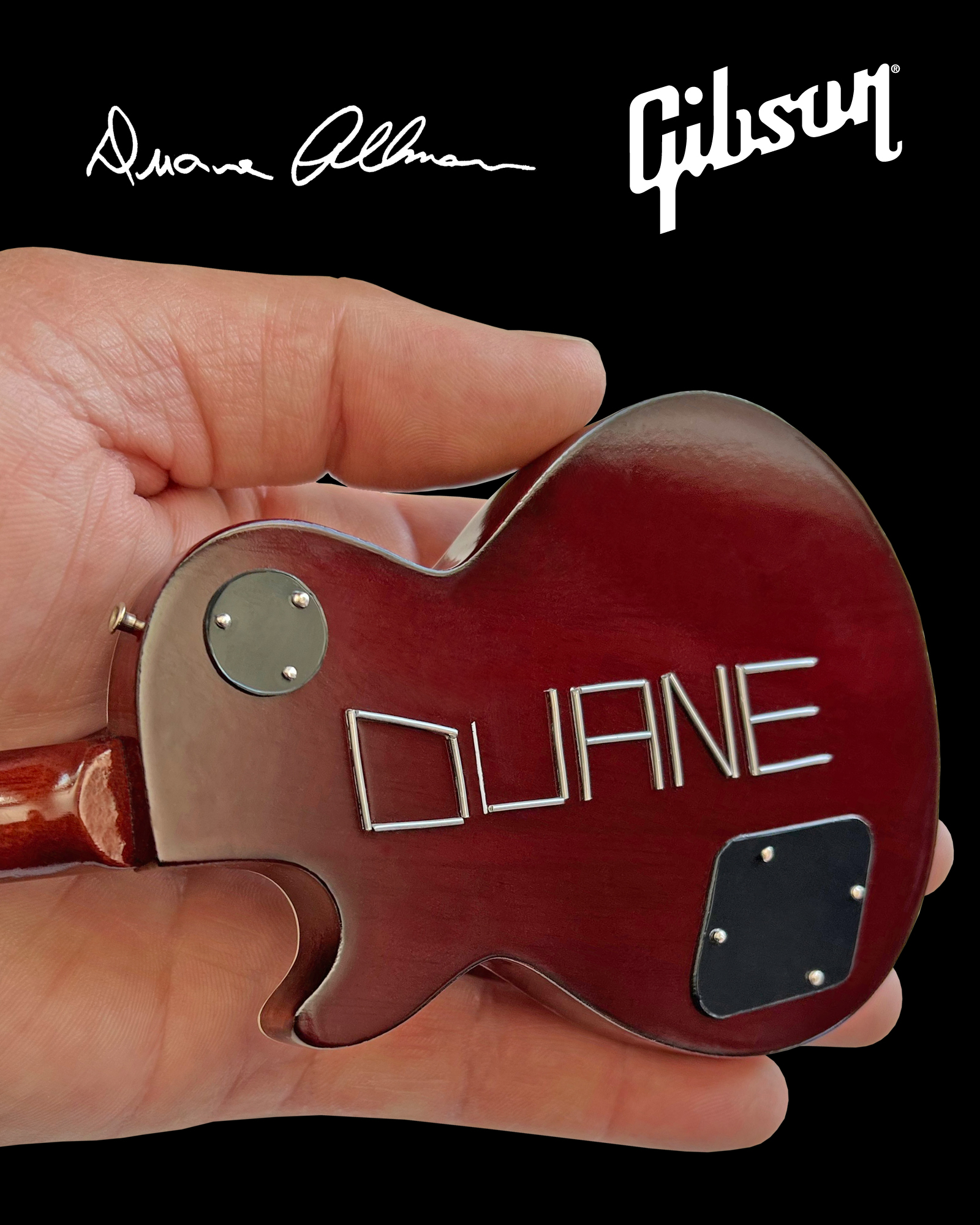 Duane Allman Gibson™ Les Paul™ Tobacco Burst 'DUANE' Back Mini Guitar by AXE HEAVEN®