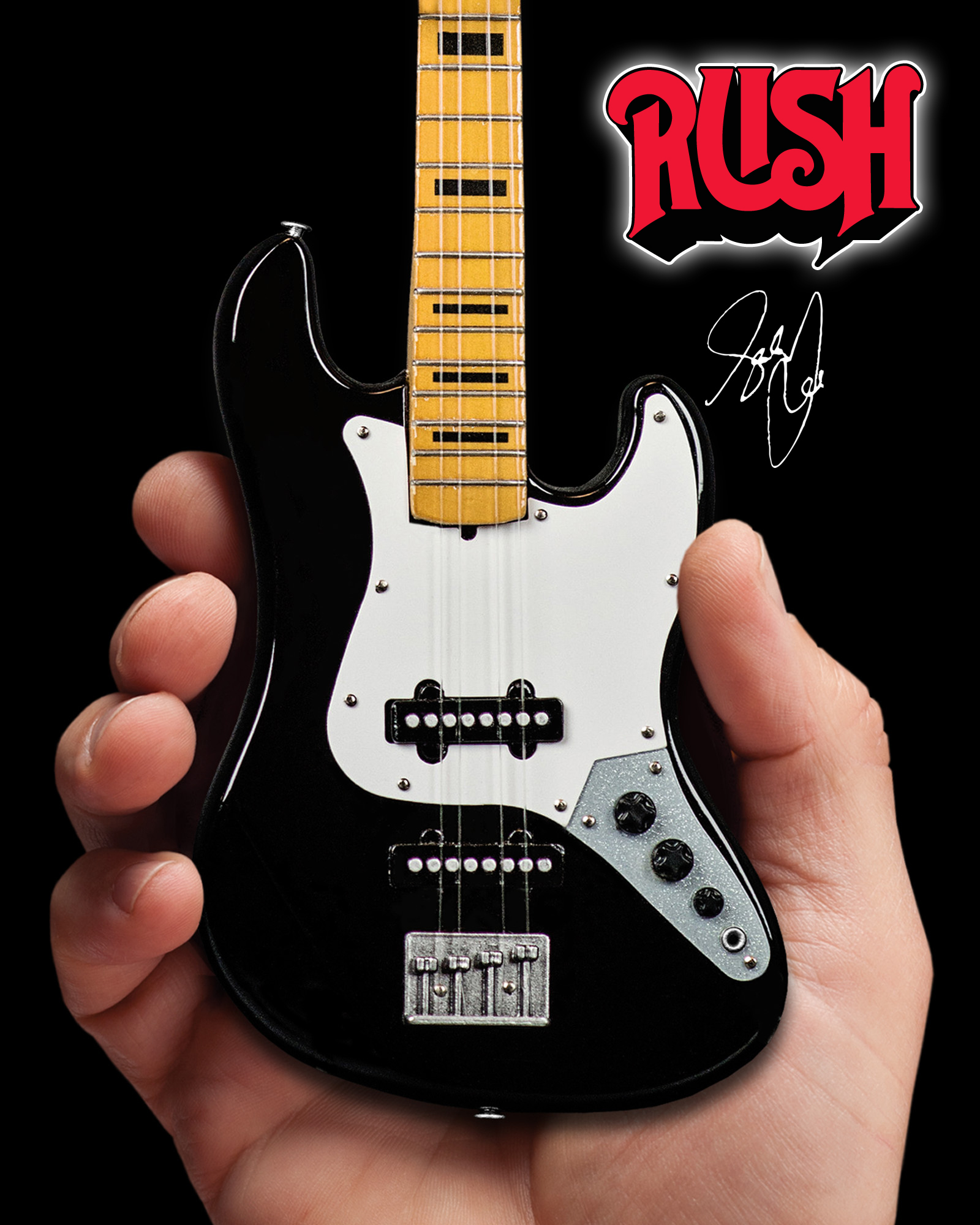 Geddy Lee Fender™ Jazz Bass™ with Black Inlays Miniature Bass Guitar Replica – Officially Licensed