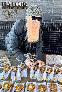 Billy F Gibbons Signs Pinstripe Goldtop Mini Guitars by AXE HEAVEN®